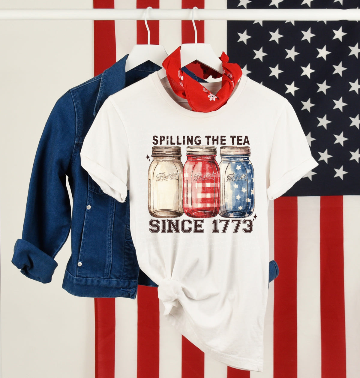 Spilling the tea since 1773 mason jars  22837 DTF transfer