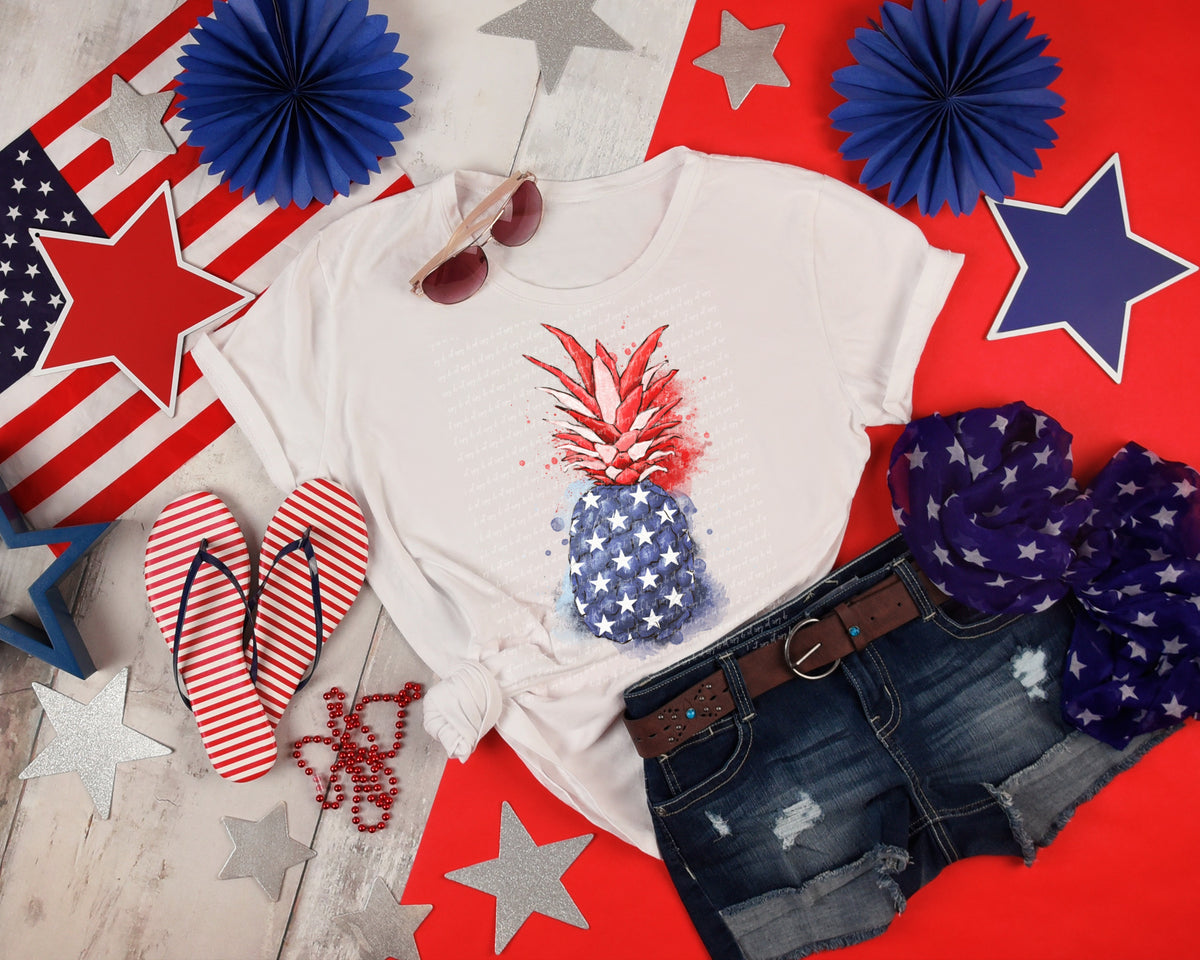 Pineapple red white blue 22817 DTF transfer