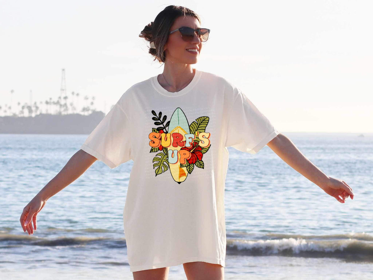 Surfs up floral surf board 22894 DTF transfer