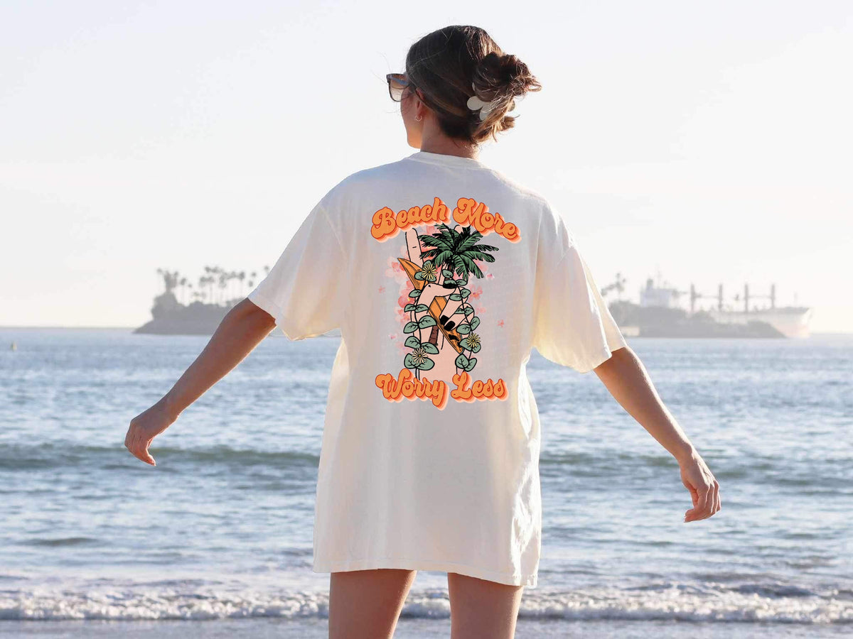 Beach more worry less 22879 DTF transfer