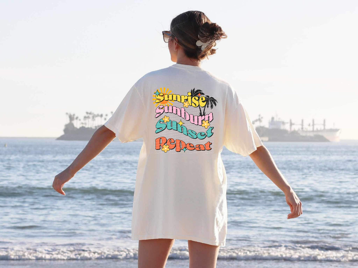 Sunrise sunburn sunset repreat bright colors 22877 DTF transfer