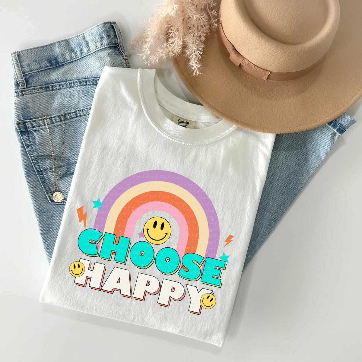 Choose happy rainbow smiley 22917 DTF transfer