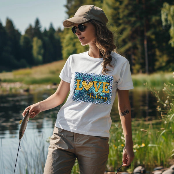 Love fishing scale background 22931 DTF transfer