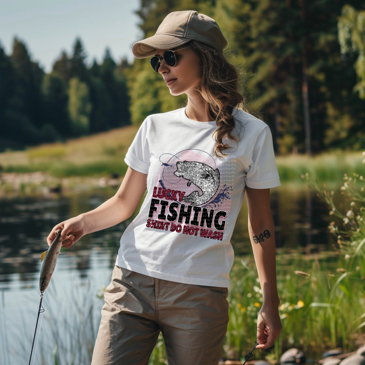 Lucky fishing shirt do no wash 22932 DTF transfer