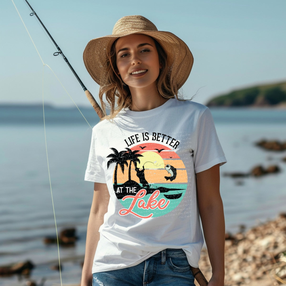 Life is better at the lake retro 22942 DTF transfer