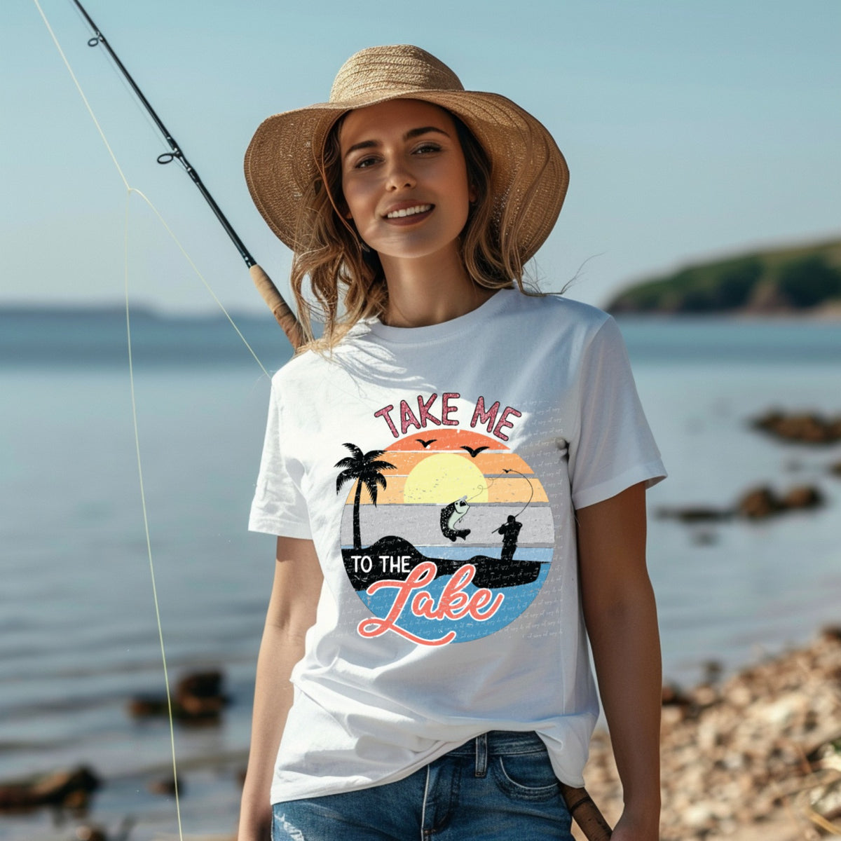 Take me to the lake grunge  22941 DTF transfer