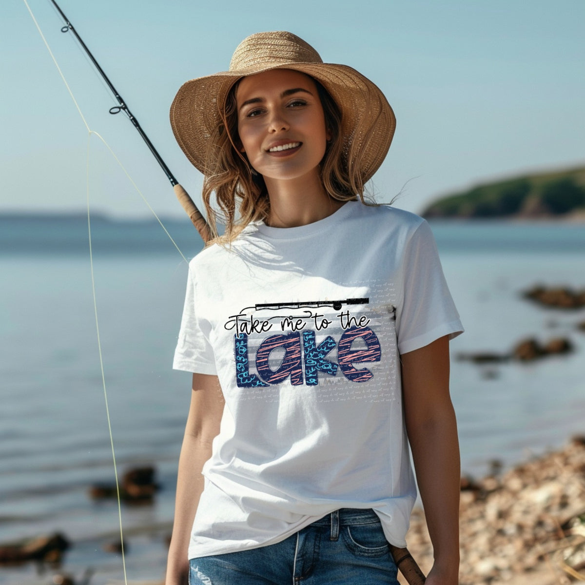 Take me to the lake blue purple design 22919 DTF transfer