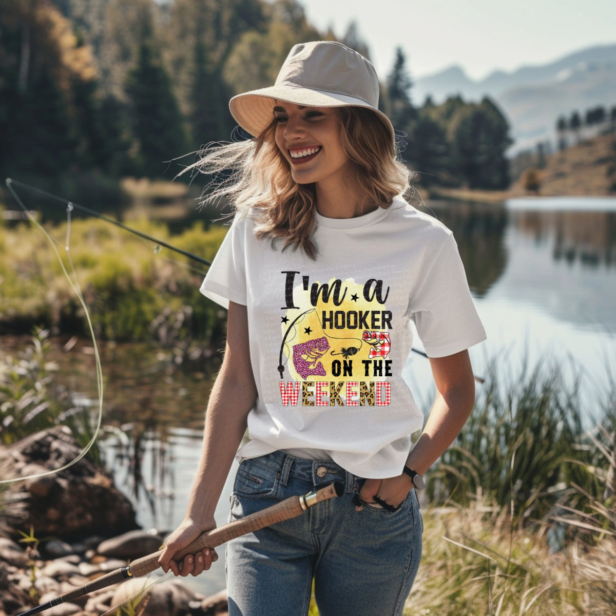 Im a hooker on the weekend purple leopard fish 22922 DTF transfer