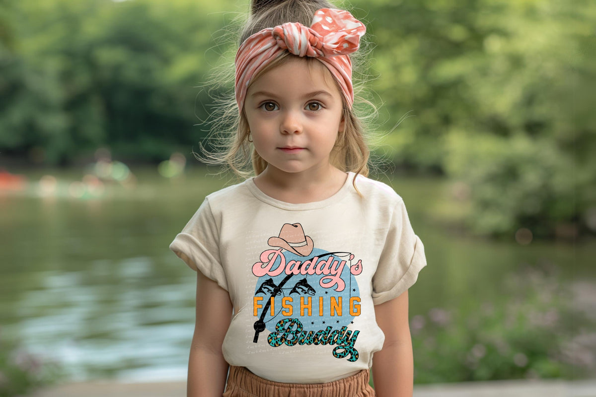 Daddys fishing buddy cowboy hat leopard  22944 DTF transfer