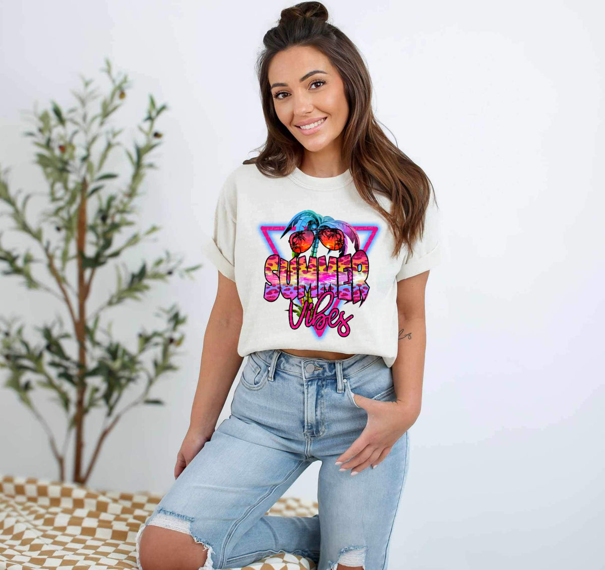 Summer vibes pink leopard 28026 DTF transfer