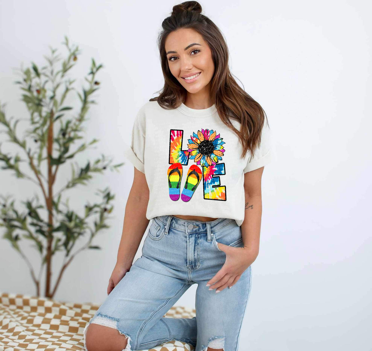 Love flip flop tie dye  28032 DTF transfer