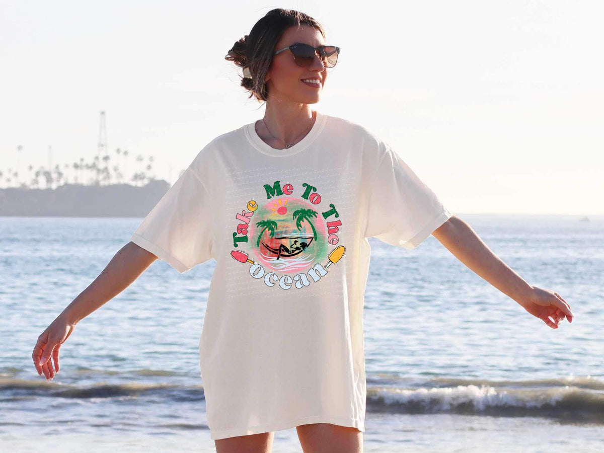 Take me to the ocean circle beach scene 28038 DTF transfer