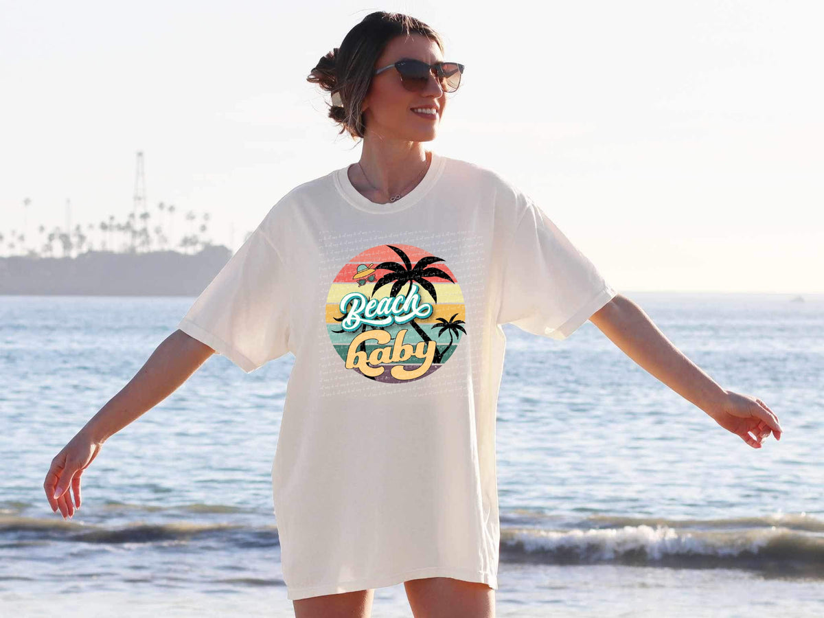 Beach baby retro circle 28003 DTF transfer