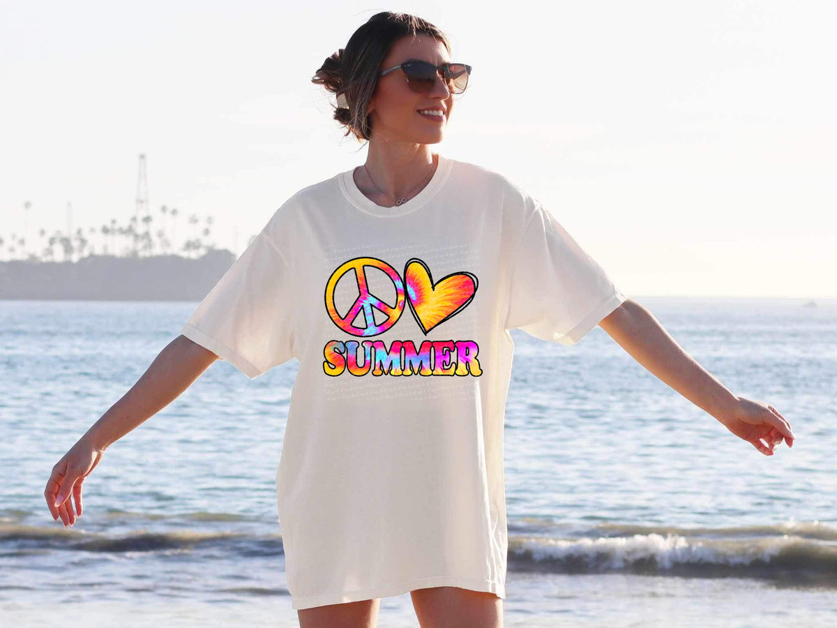 Peace love summer tie dye 28007 DTF transfer