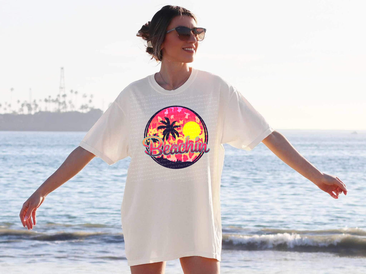Beachin leopard circle 28009 DTF transfer