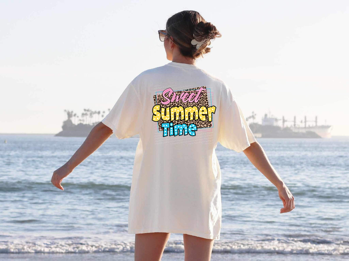 Sweet summer time leopard background 28011 DTF transfer