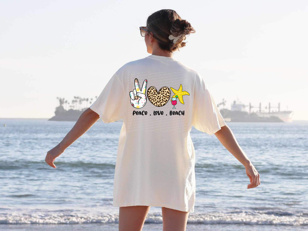 Peace love beach leopard heart 28013 DTF transfer