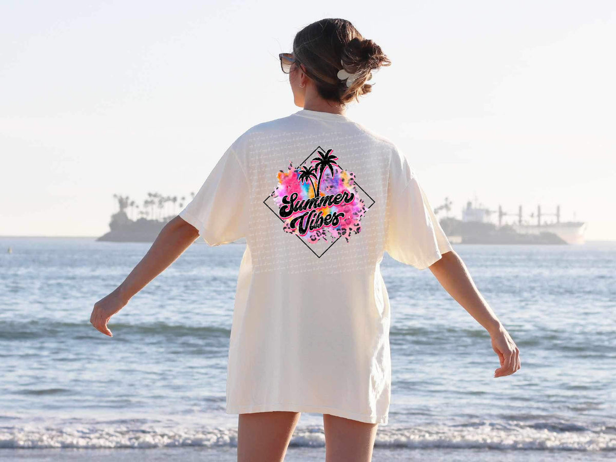 Summer vibes tie dye splat in diamond 28018 DTF transfer
