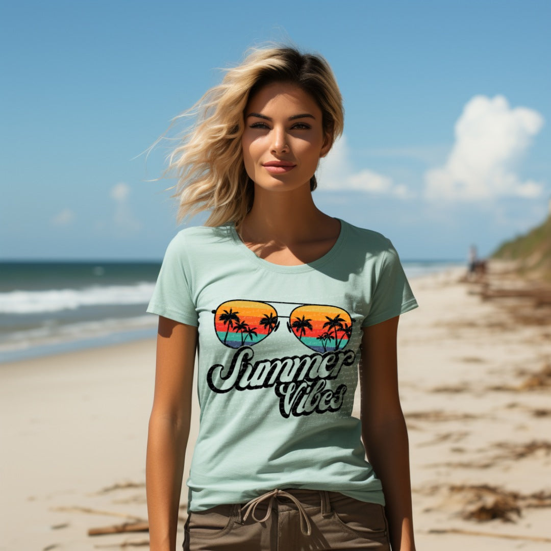Summer vibes summer scene glasses 28041 DTF transfer