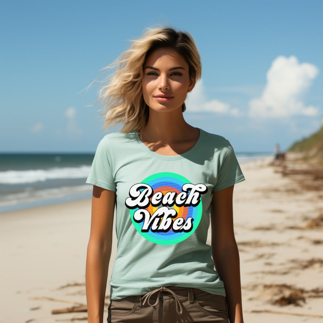 Beach vibes bright circle 28042 DTF transfer