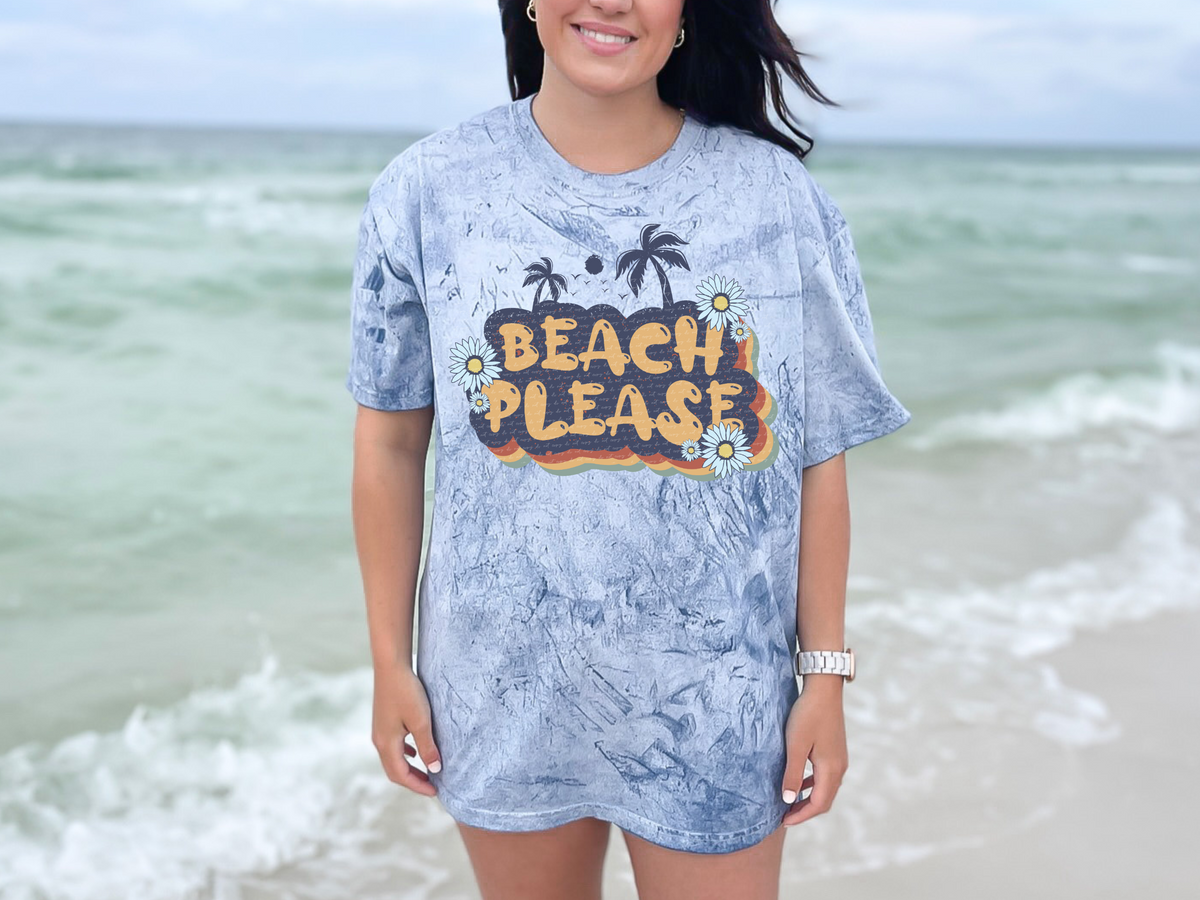 Beach please retro flowers 28071 DTF transfer