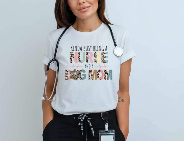 Kinda busy being a nurse and dog mom boho 28105 DTF transfer