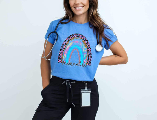 Nurse life rainbow leopard 28090 DTF transfer