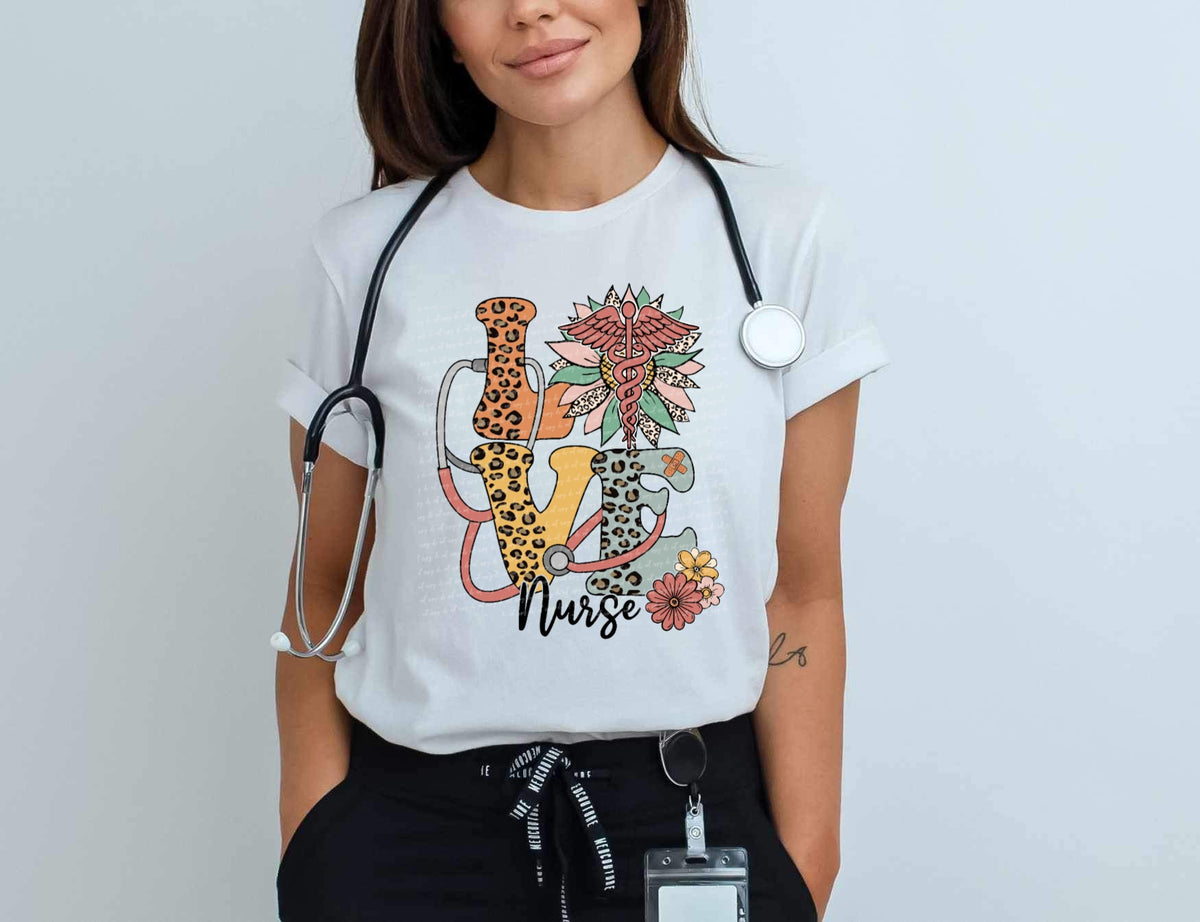 Love nurse boho florals 28150 DTF transfer