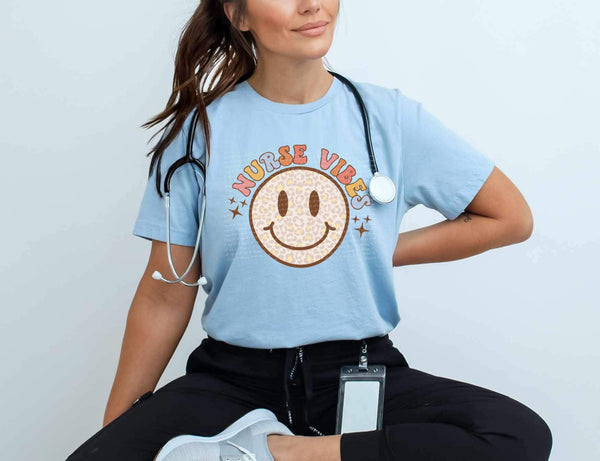 Nurse vibes leopard smiley 28137 DTF transfer