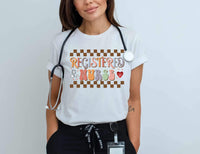 Registered nurse colorful checkered 28125 DTF transfer