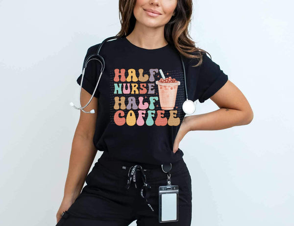 Half nurse half coffee muted 28116 DTF transfer