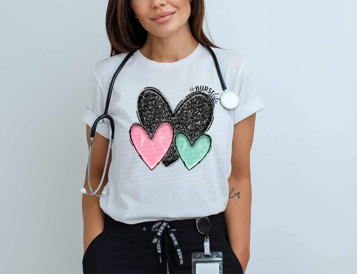 #nurse triple heart 28109 DTF transfer