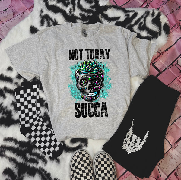 Not today succa skull teal background 28175 DTF transfer