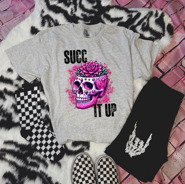 Succ it up purple pink skull 28174 DTF transfer