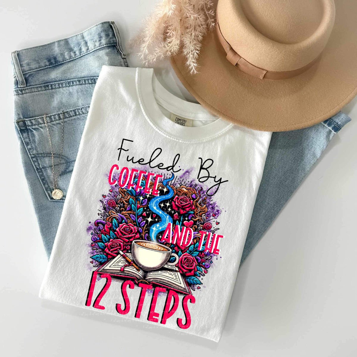 Fueled by coffee and the 12 steps 28163 DTF transfer