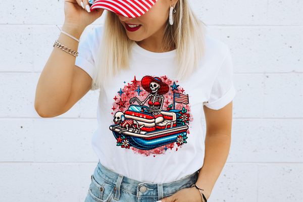 Patriotic boat and skellies 28164 DTF transfer