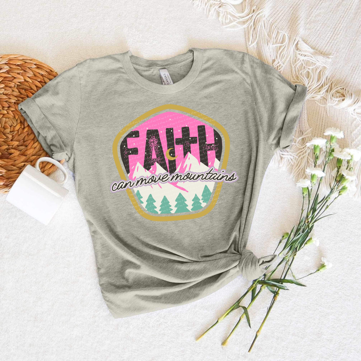 Faith can move mountains snow mountains 28237 DTF transfer