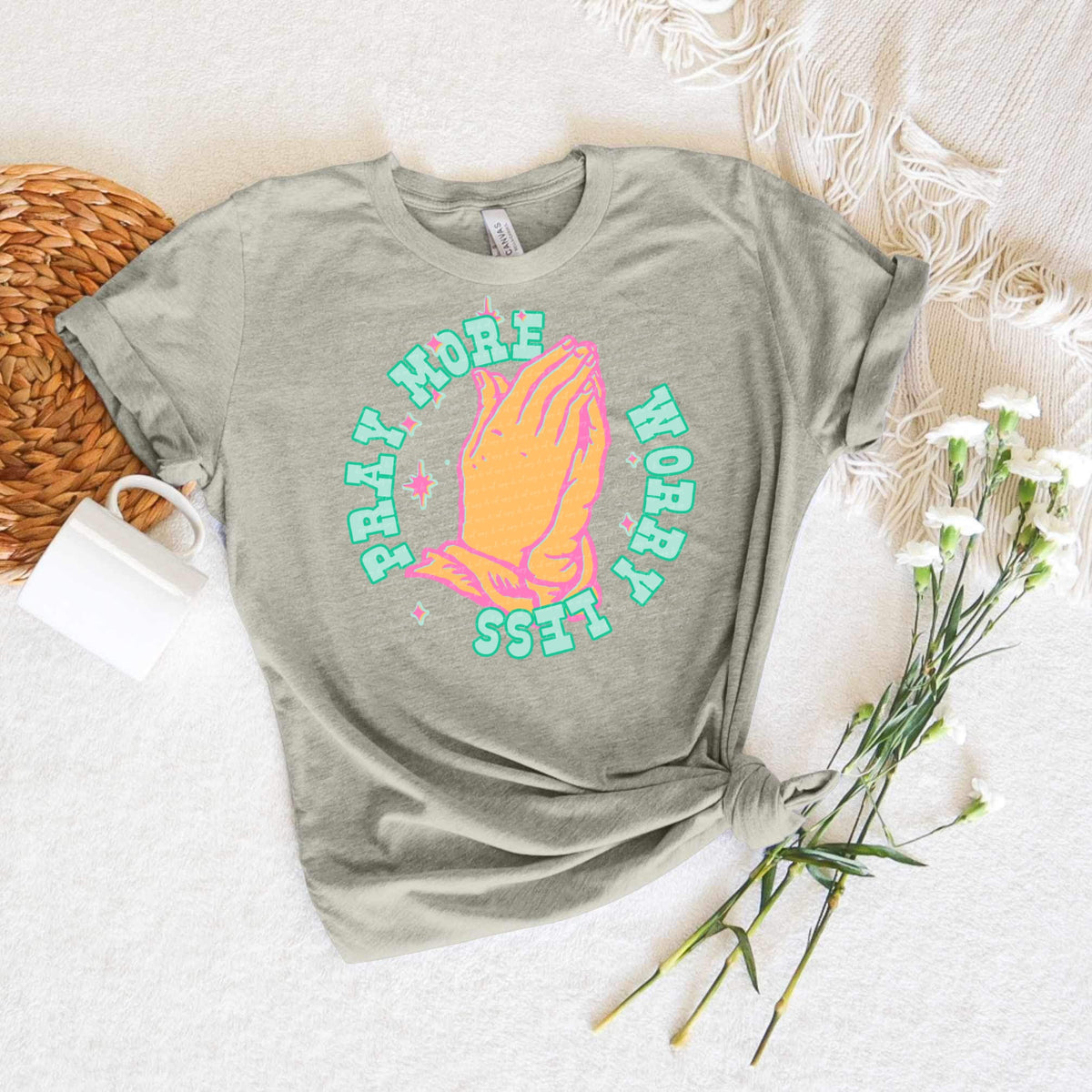 Pray more worry less neon 28234 DTF transfer