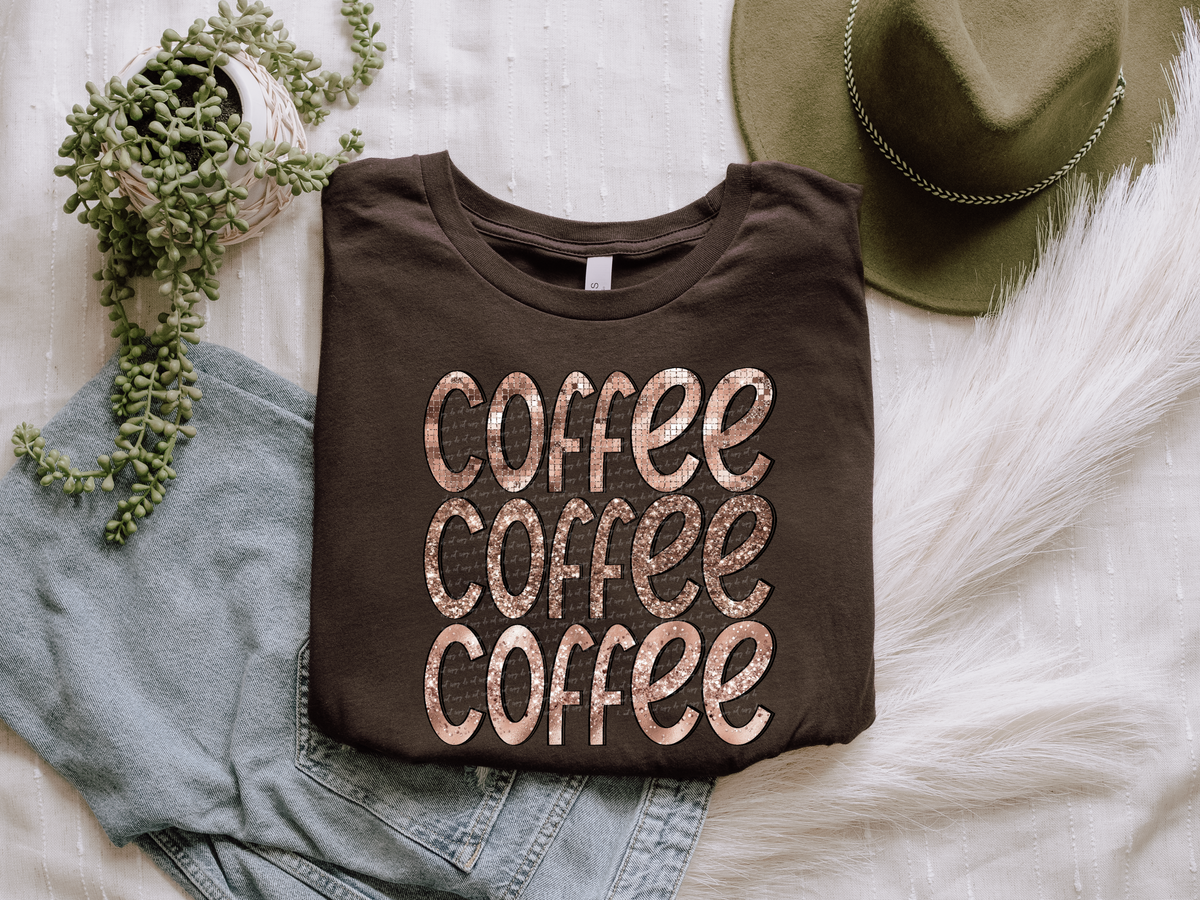 Coffee stacked sequins 28345 DTF transfer