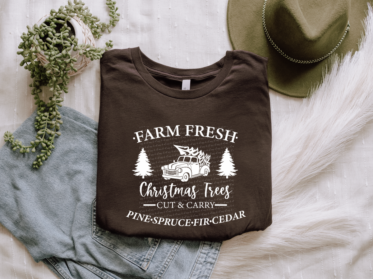 Farm fresh christmas tree WHITE 28341 DTF transfer