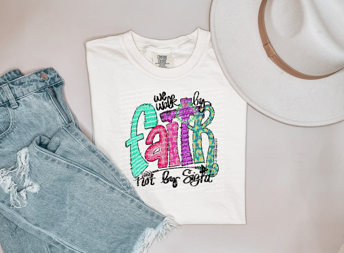 We walk by faith colorful prints 28377 DTF transfer