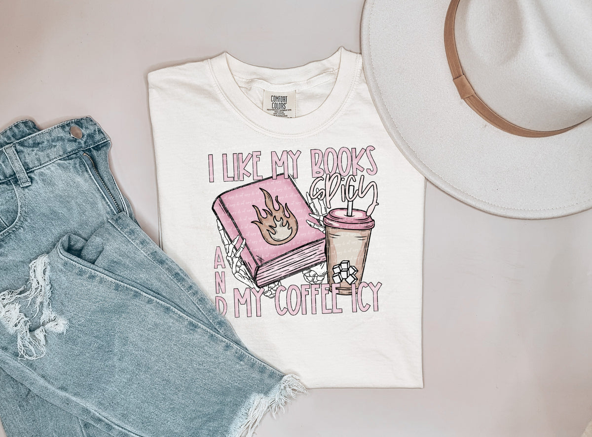 I like my books spicy and my coffee icy 28379 DTF transfer