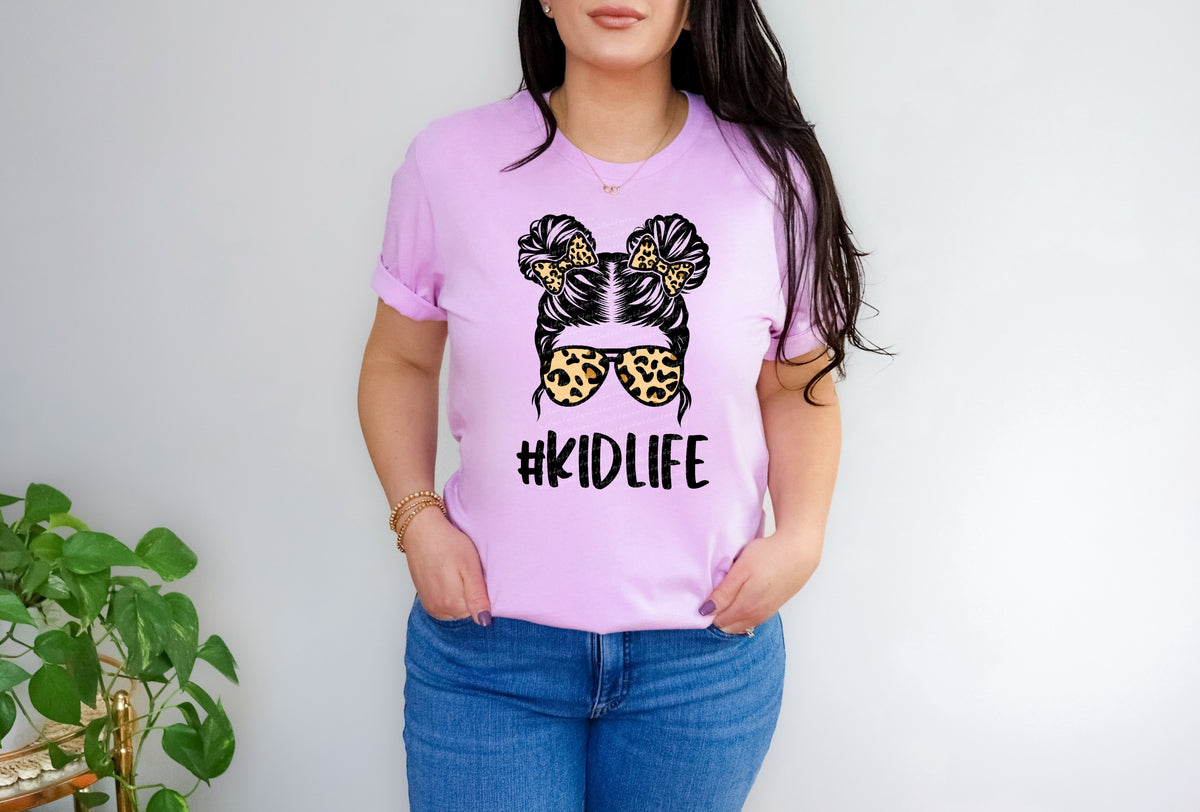 #Kid Life Messy Bun Girl Leopard