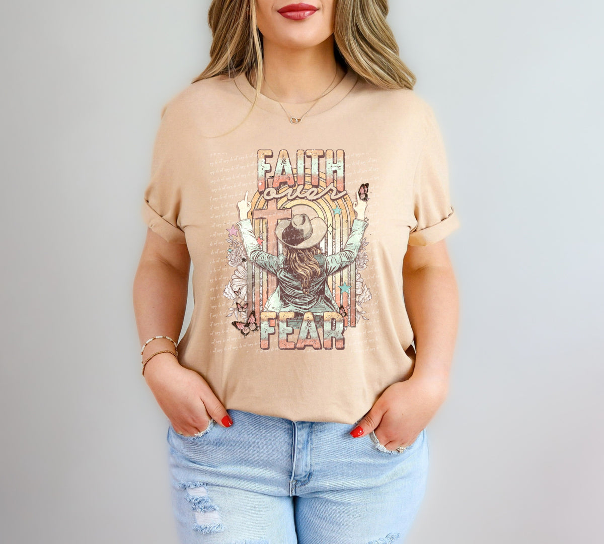 Faith over fear cowgirl 28613 DTF TRANSFER