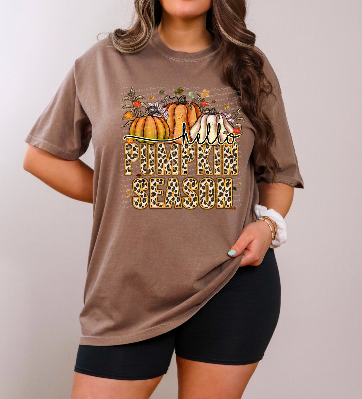 Hello pumpkin season leopard words 28579 DTF TRANSFER