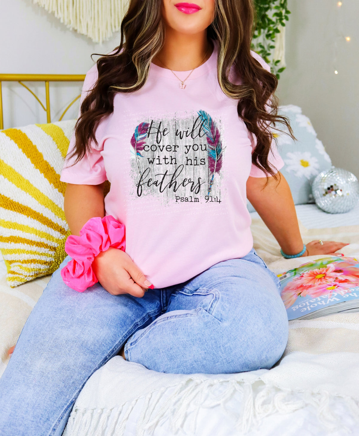 He will cover you with his feathers BLUE 28563 DTF TRANSFER