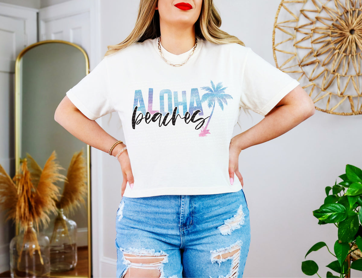 Aloha beaches pink blue 28553 DTF TRANSFER