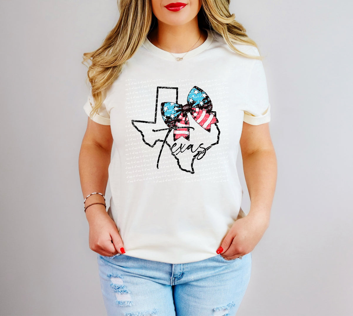Texas patriotic bow 34053 DTF transfer