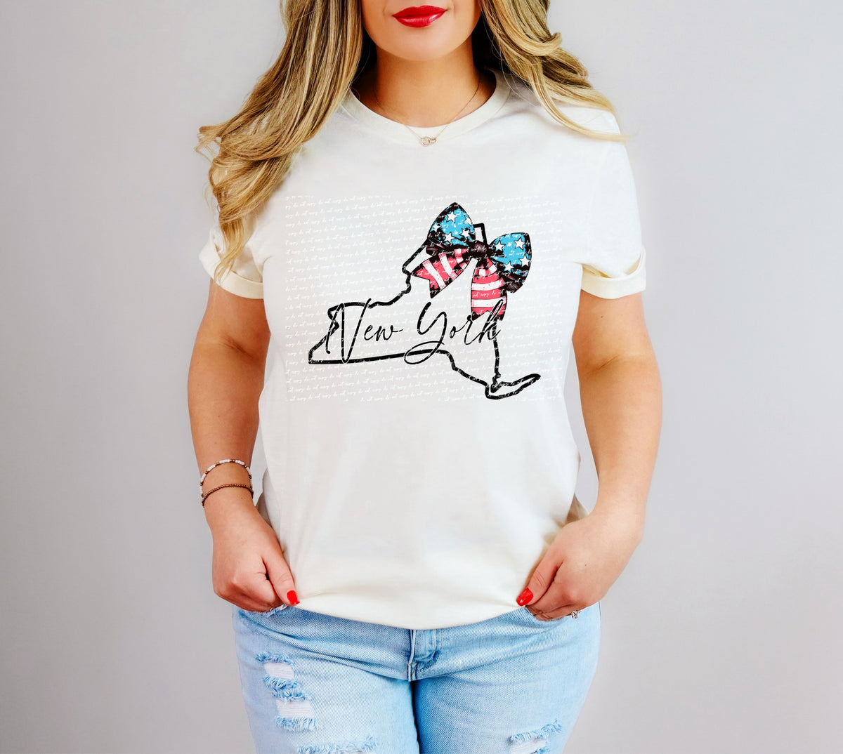 New york patriotic bow 34018 DTF transfer