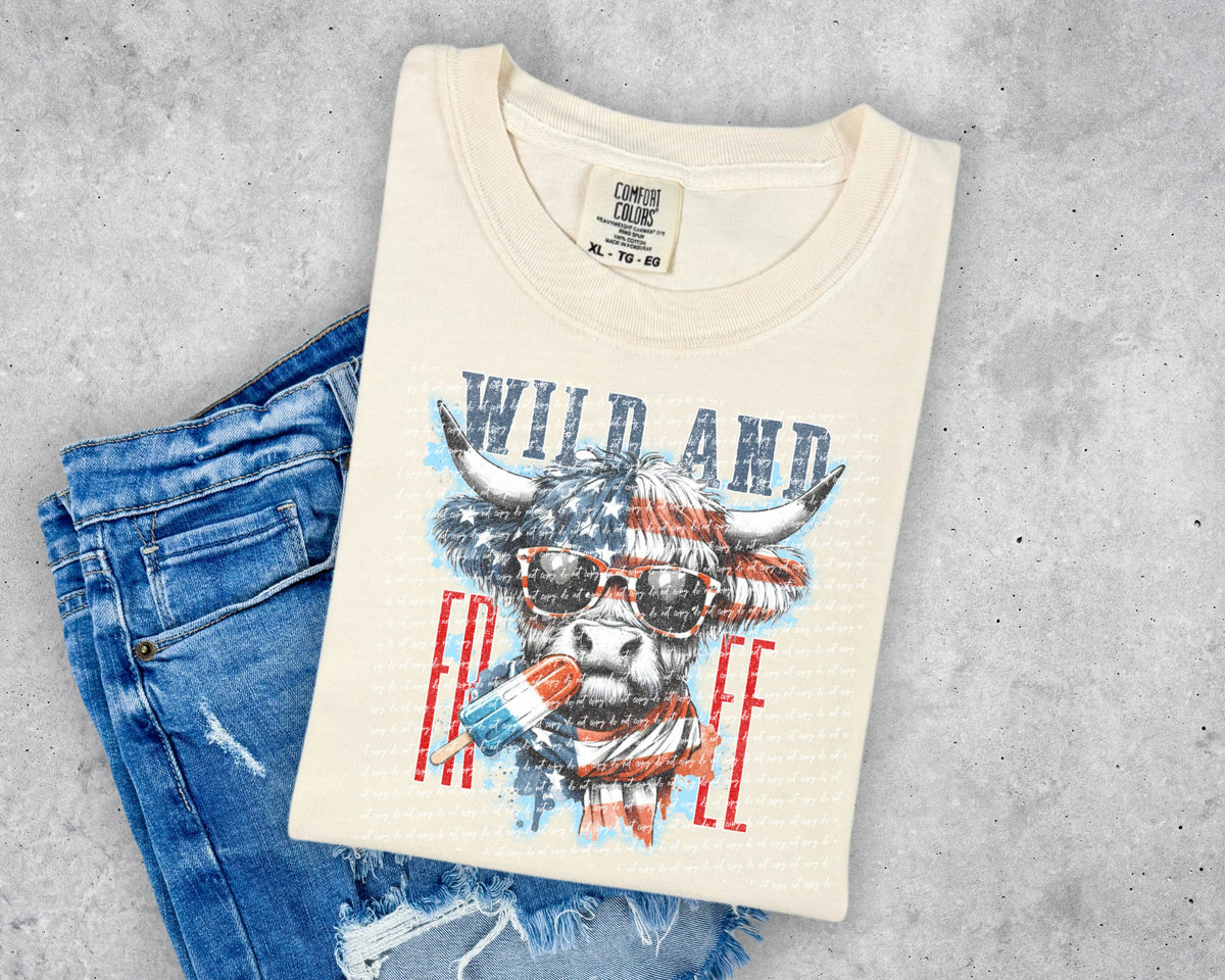 Wild and free shaggy cow 34083 DTF transfer